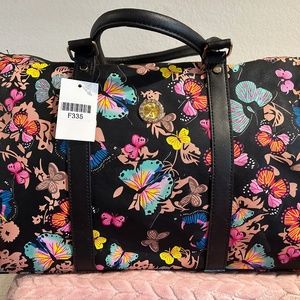 NEW! Large Overnight Bag - Butterfly Pattern Black